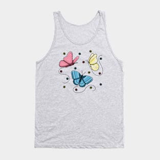 Pastel Butterflys- Pretty pastel butterflys with matching flowers Tank Top